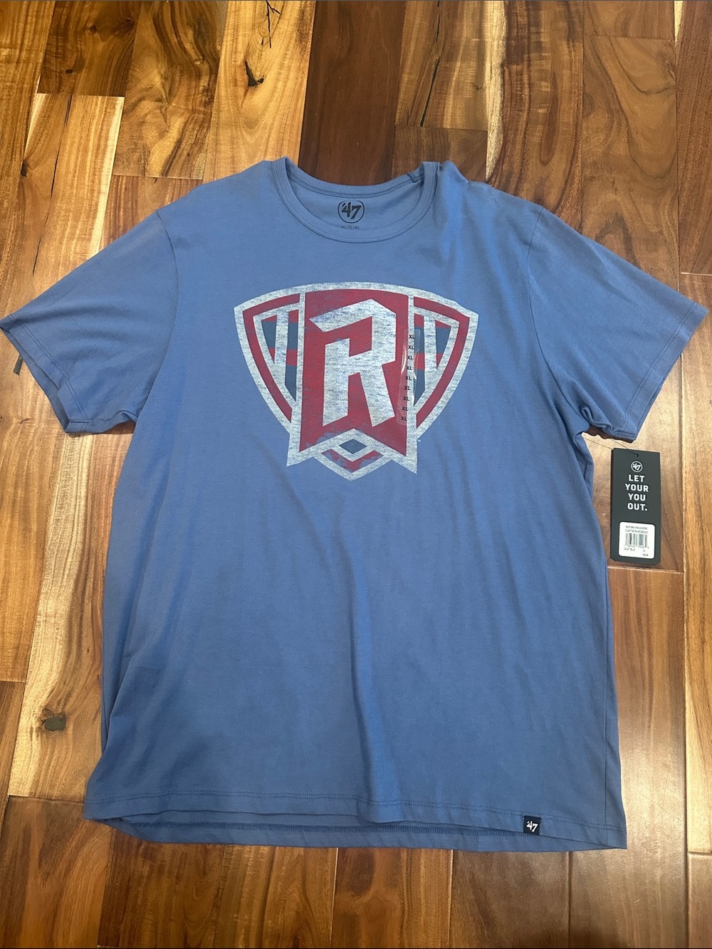 47 Men's Radford Highlanders Blue Short Sleeve T-Shirt with Red Shield Emblem
